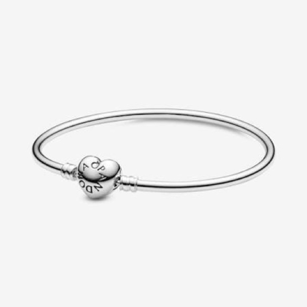 Sterling Silver Heart Clasp Bangle Bracelet